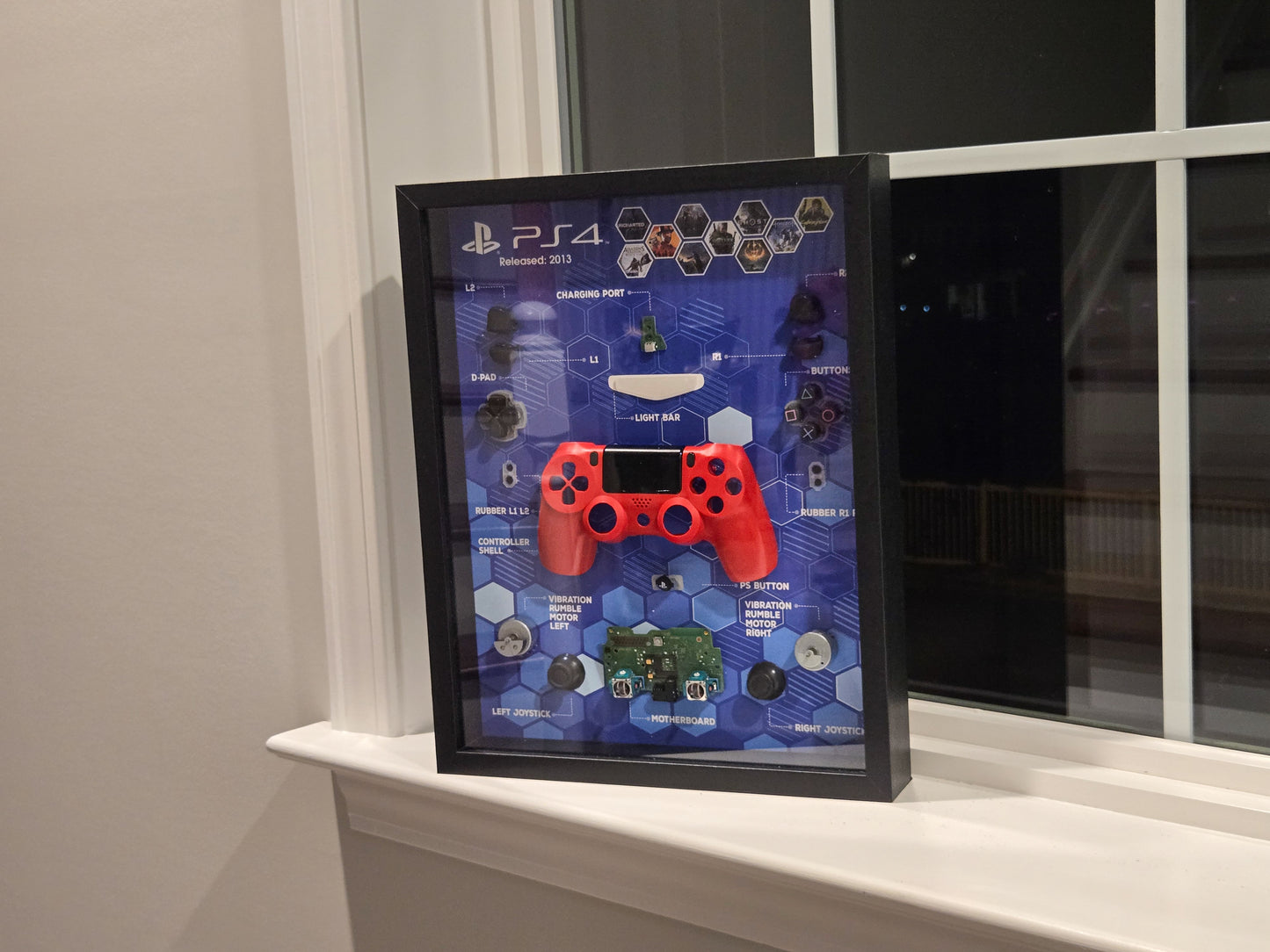 Red PlayStation 4 Controller Shadow Box